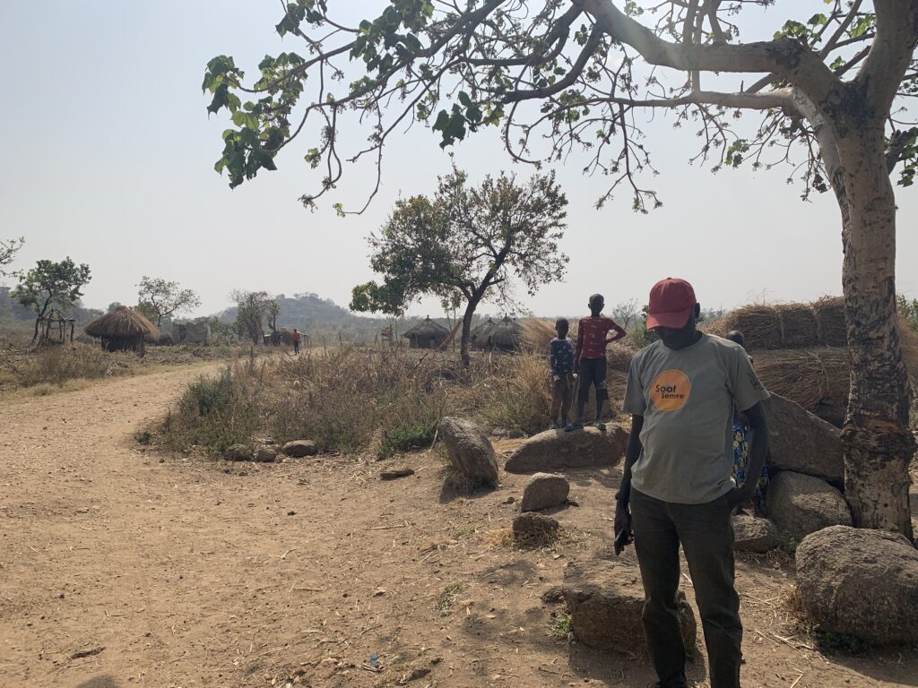 Man standing in arid landscape