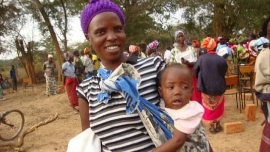 Mother and baby in village
