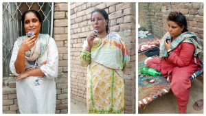 Advocacy represented by women speaking into a microphone